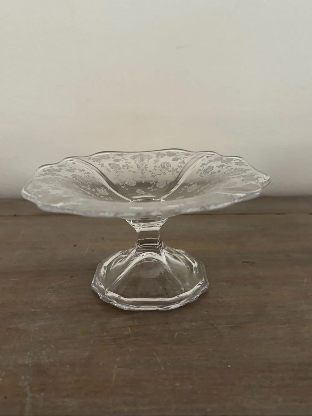 Vintage Cambridge Rose Point Pattern Cheese Stand Compote